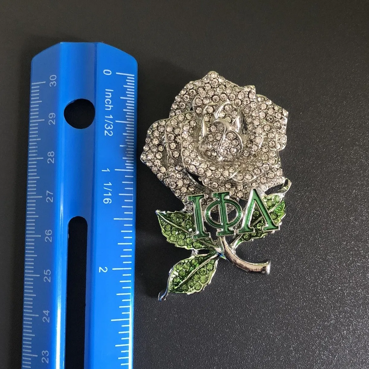White Rose with Greek Letters Lapel Pin/Brooch