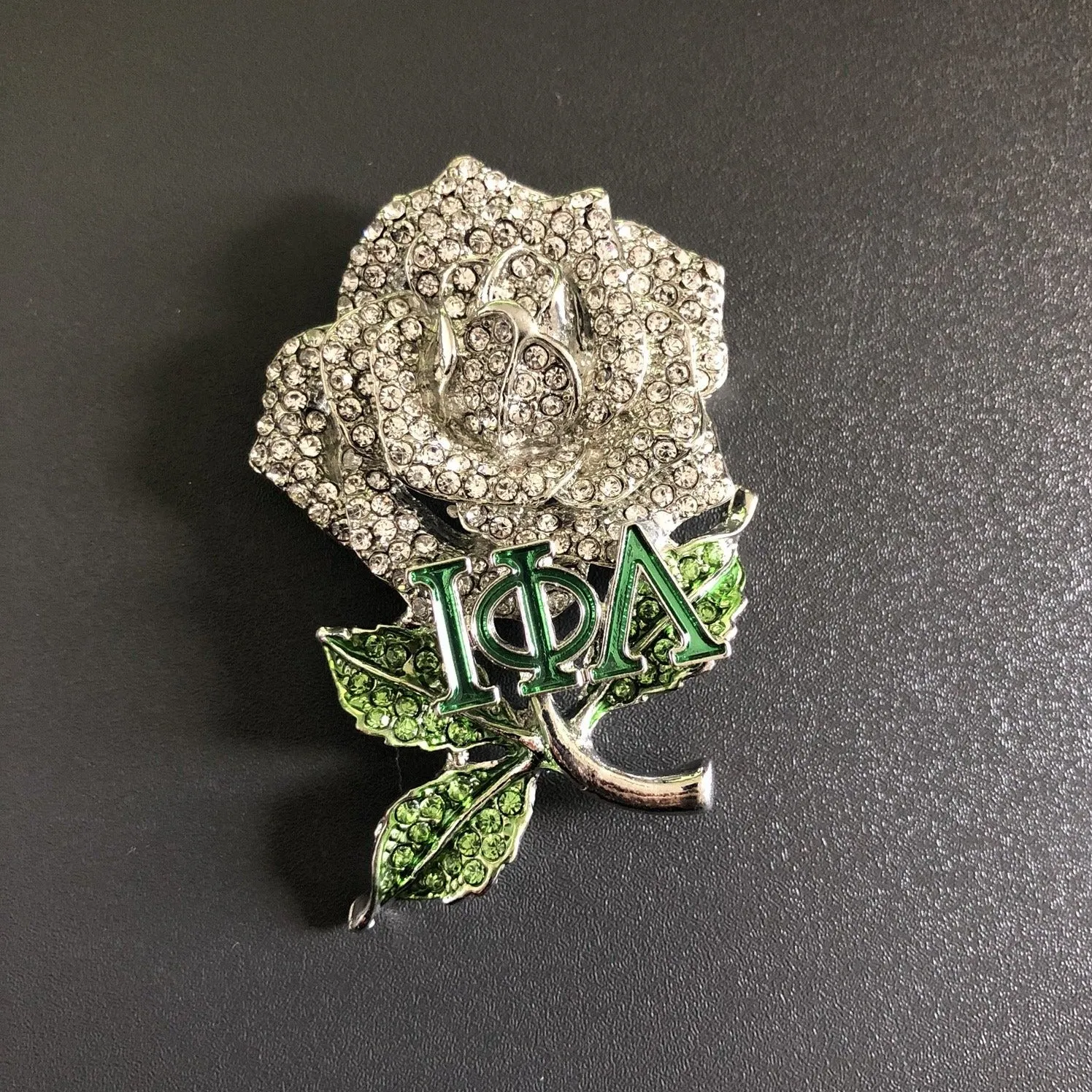 White Rose with Greek Letters Lapel Pin/Brooch