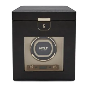 WOLF Palermo Single Watch Winder With Jewelry Storage - Black Anthracite