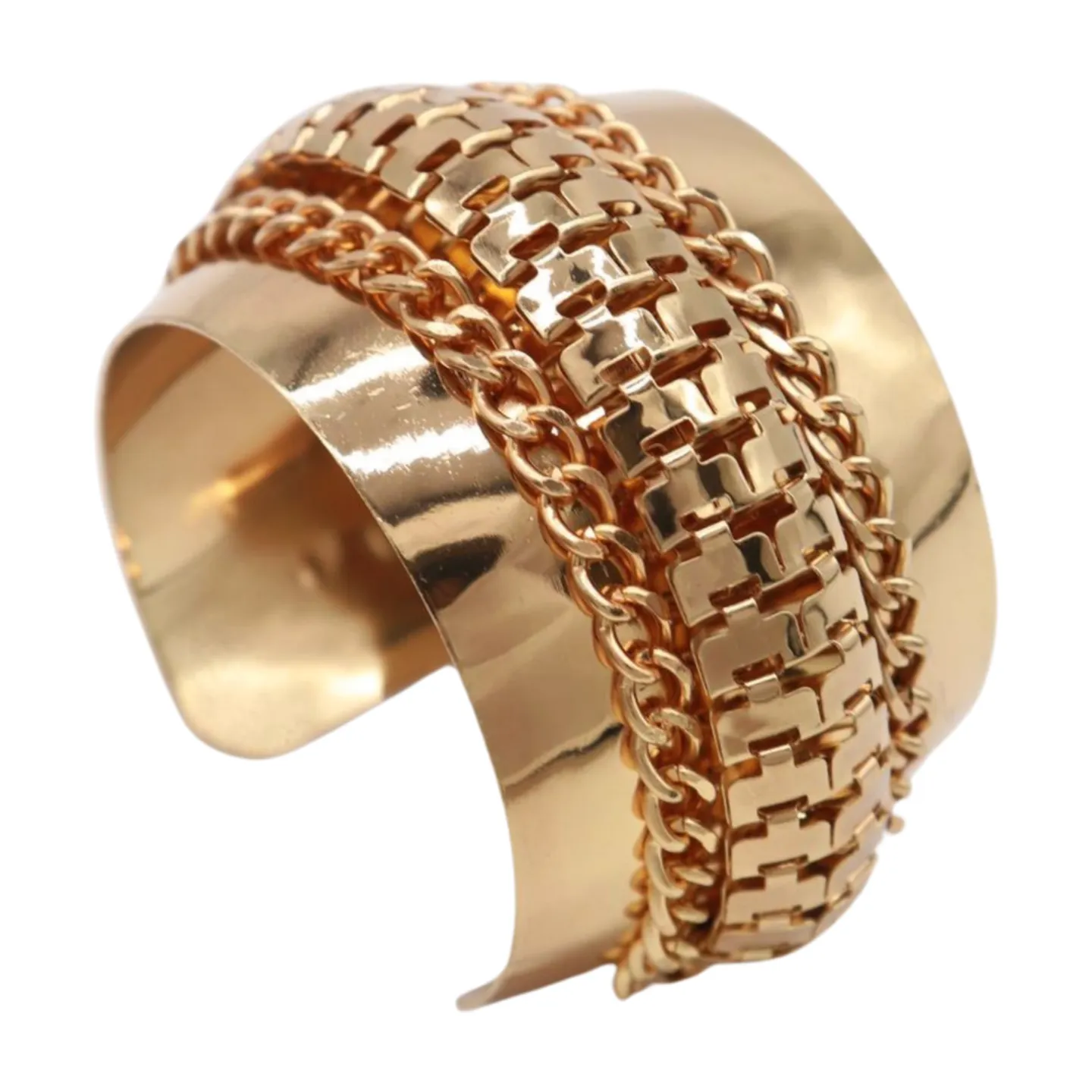 Women Gold Metal Wrist Cuff Bracelet Chain Mesh