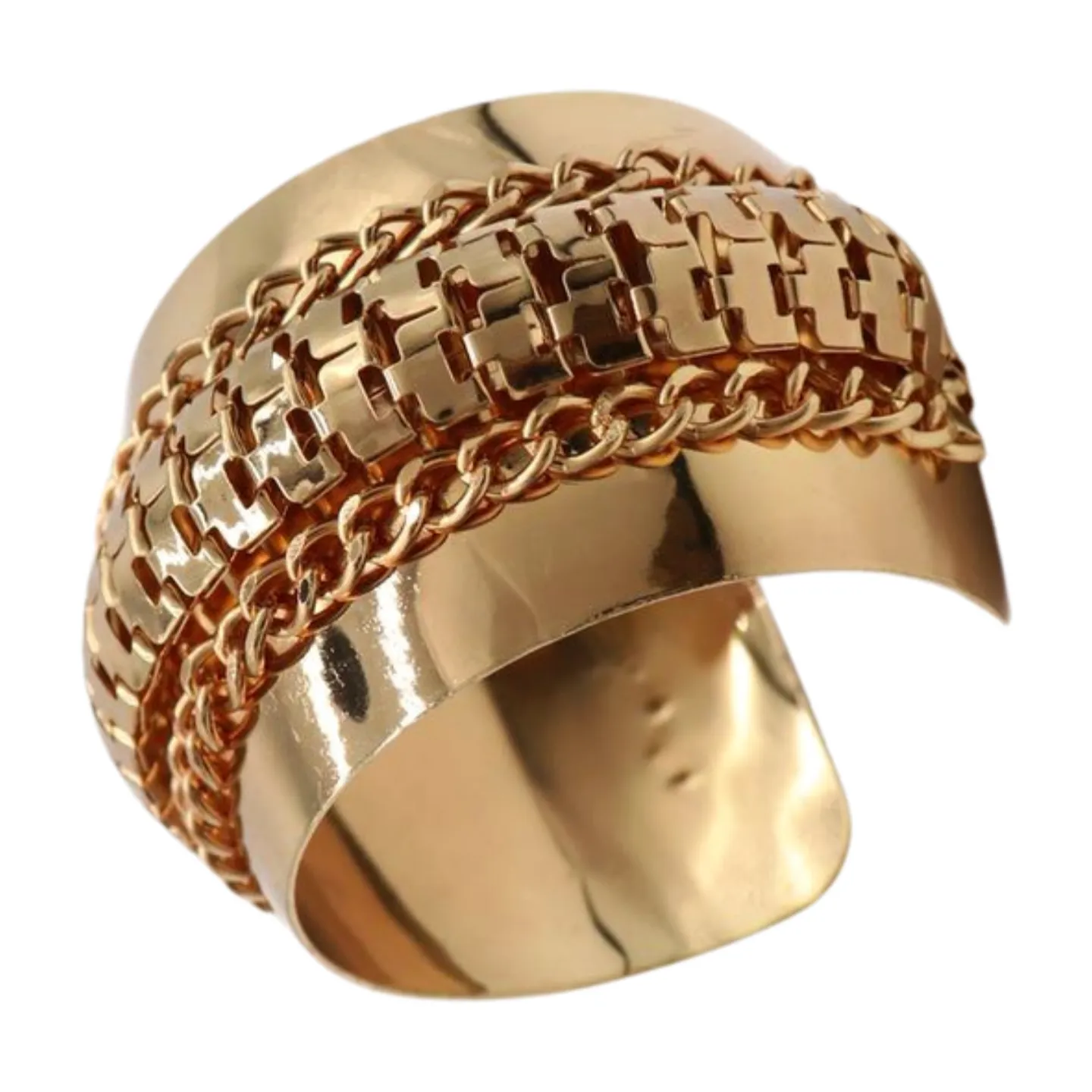 Women Gold Metal Wrist Cuff Bracelet Chain Mesh