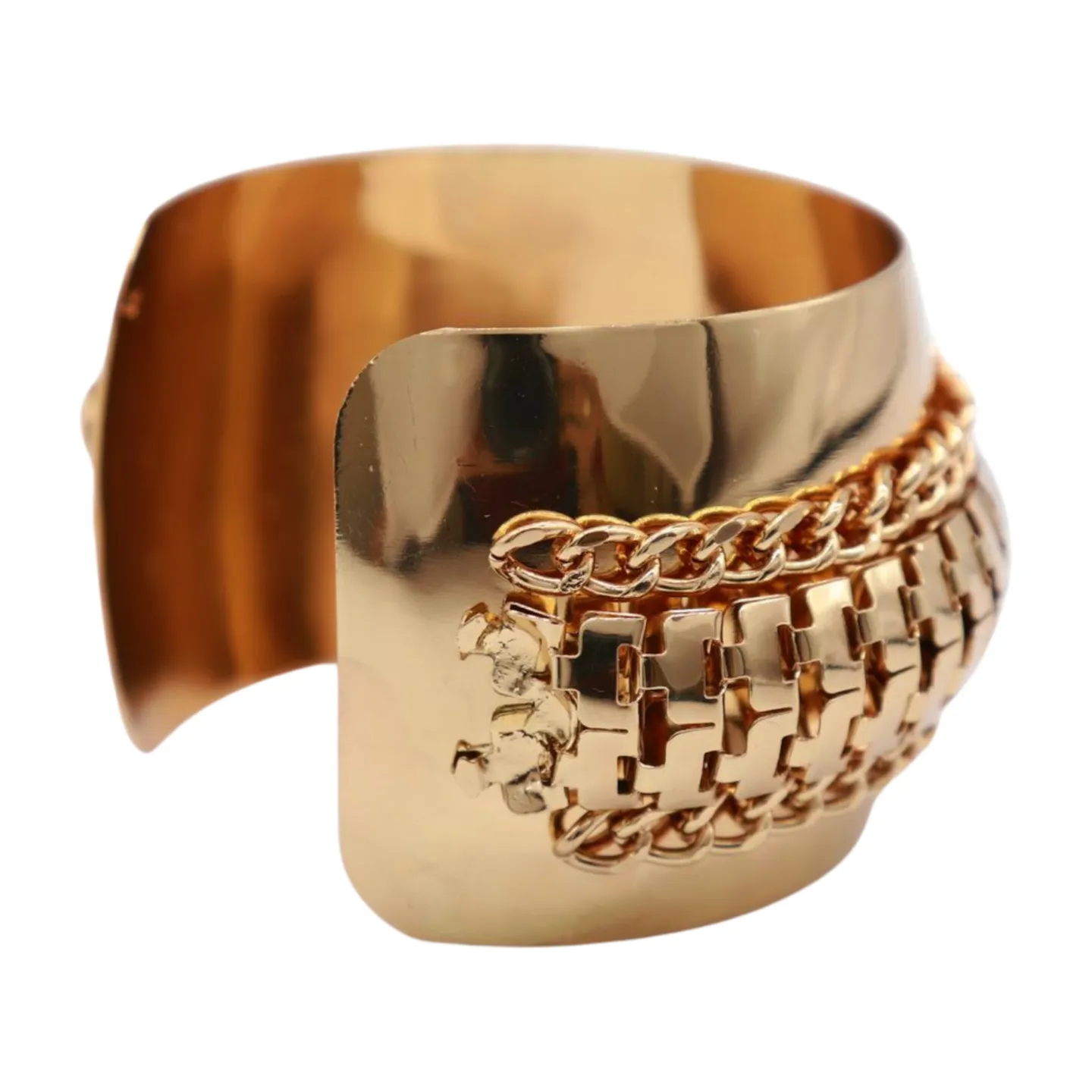 Women Gold Metal Wrist Cuff Bracelet Chain Mesh