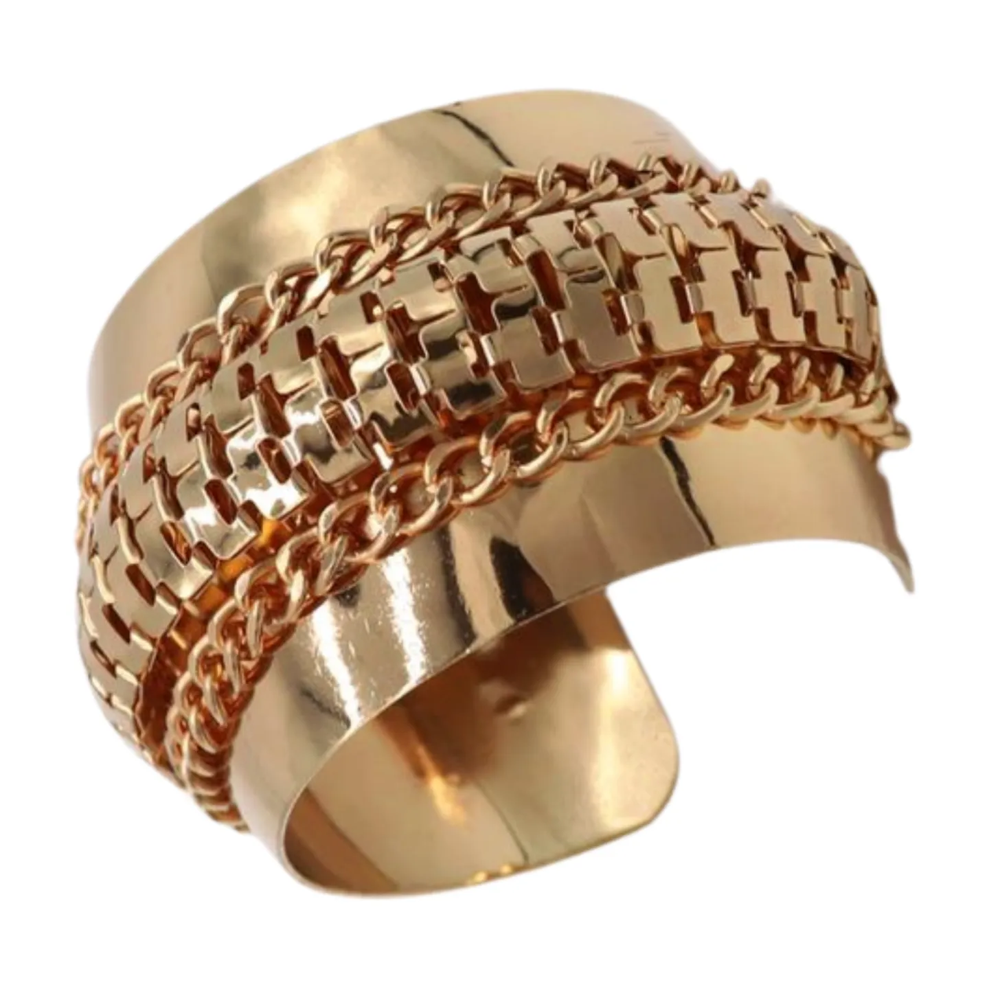Women Gold Metal Wrist Cuff Bracelet Chain Mesh