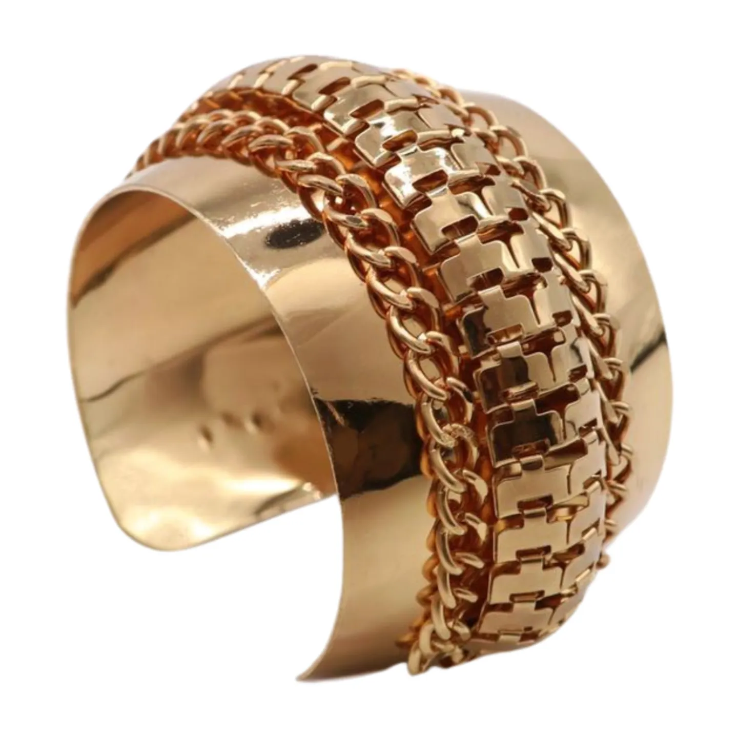 Women Gold Metal Wrist Cuff Bracelet Chain Mesh