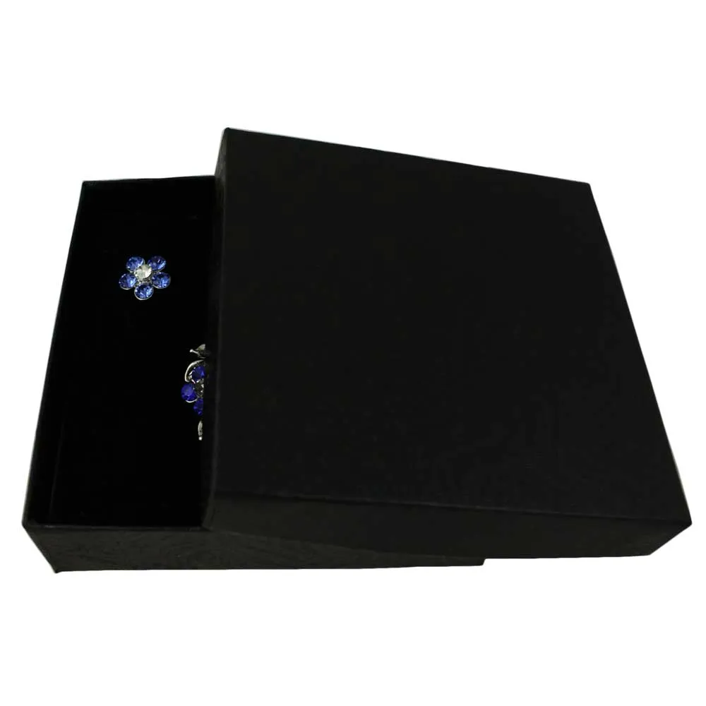 Wreath of Blue Crystal Daisies Pin with Daisy Earring Set - PRL702BS