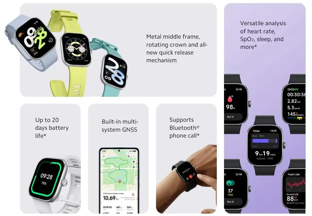 Xiaomi Redmi 1.97" Amoled 390×450 Pixel Bluetooth Smart Watch 4 Rate Stress Monitoring