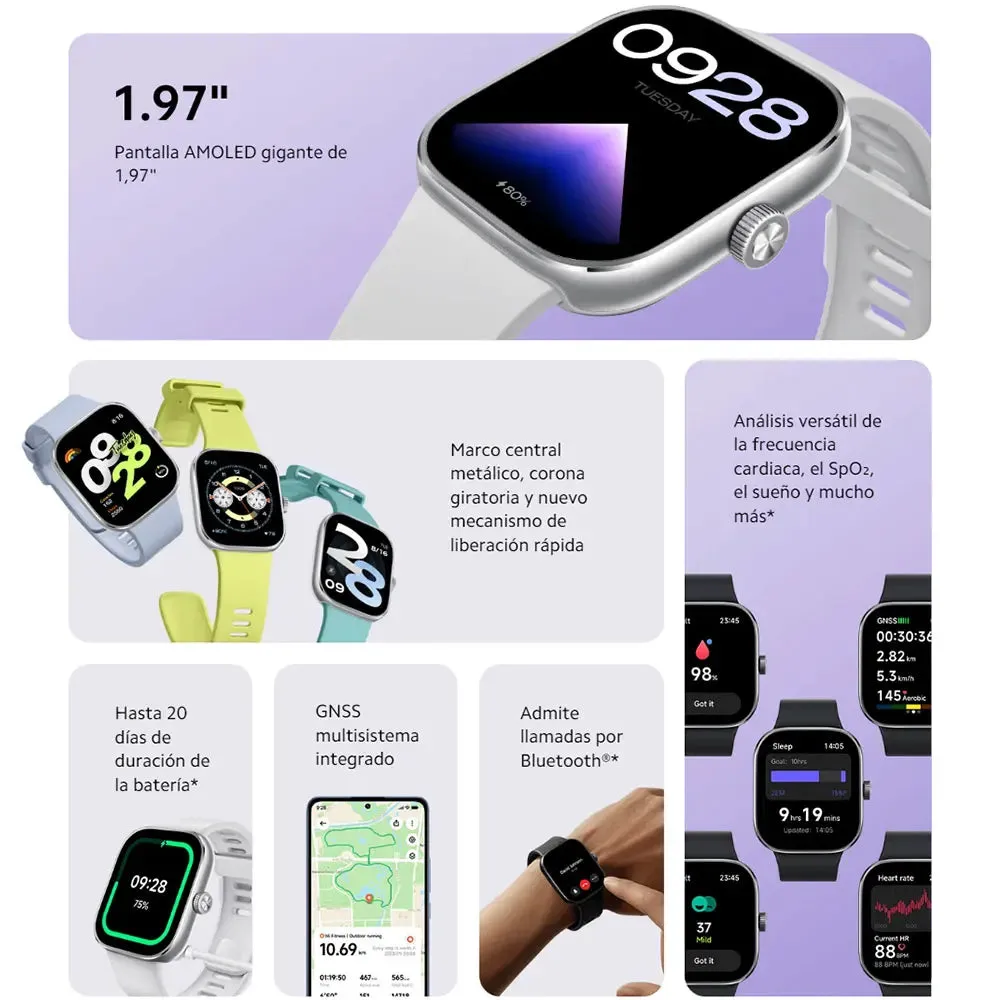 Xiaomi Redmi 1.97" Amoled 390×450 Pixel Bluetooth Smart Watch 4 Rate Stress Monitoring