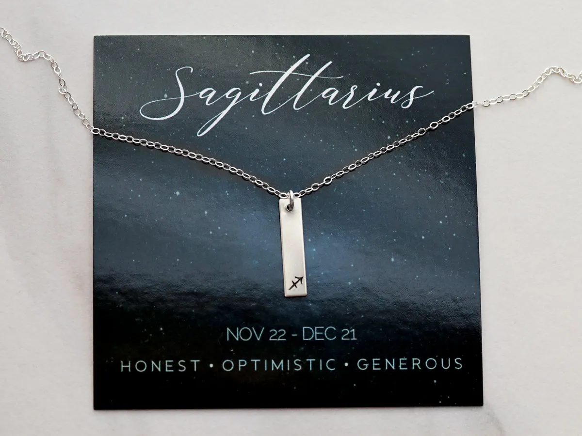 Zodiac Bar Necklace | Vertical Bar